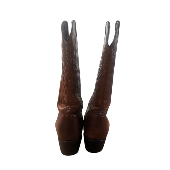 Acme Western Cowboy Boots Mens 10.5 Brown Real Leather Pointed Toe Vibrant Chore - Picture 10 of 13